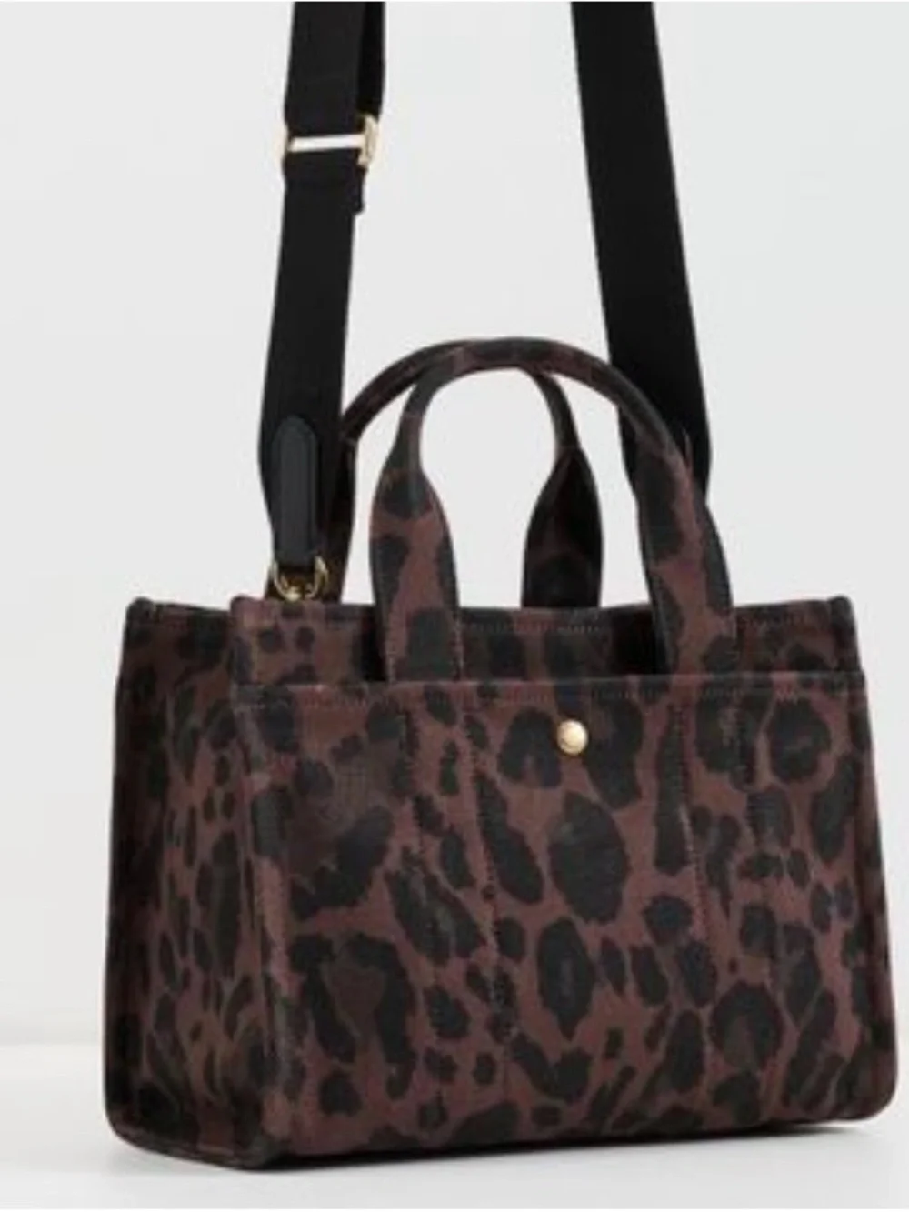 Coach Mini Tote with Leopard Print in Brown and Black